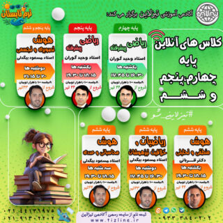 کلاس های تیزهوشان ششم، کلاس های آمادگی تیزهوشان پنجم، کلاس های پیشرفته پایه چهارم ابتدایی