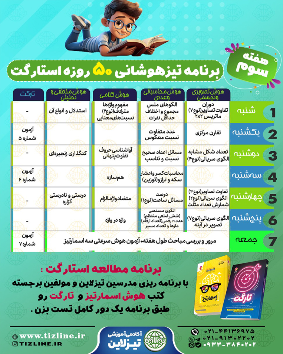هفته سوم برنامه تست زنی تیزهوشان با استارگت