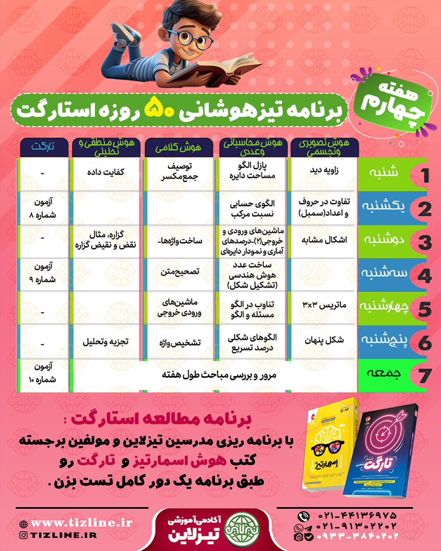 هفته سوم برنامه 50 روز تست زنی تیزهوشان با استارگت